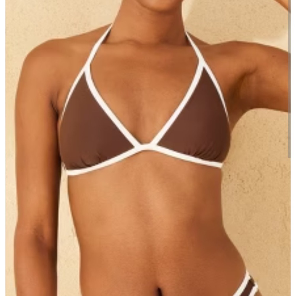 NEW Wild Fable Women's Solid Triangle Swim Bikini Top Brown Size XXS 00
